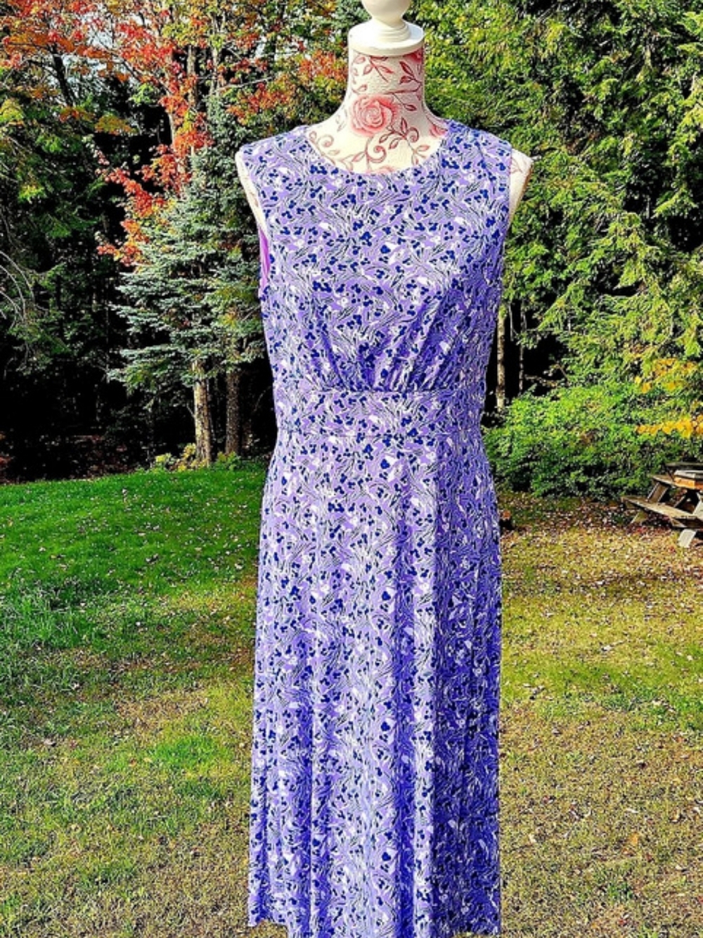 London Times Floral Midi Dress in Purple Size 10